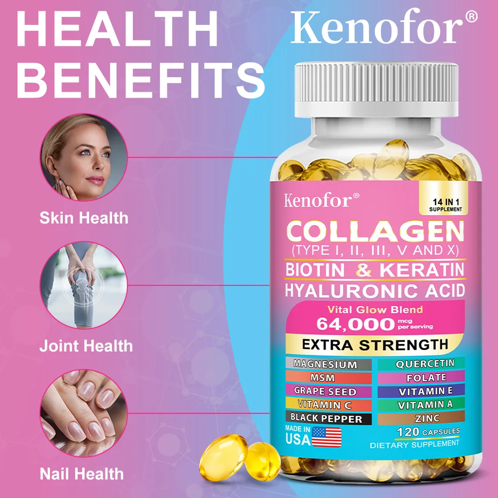 14-in-1 Collagen Capsules with Biotin & Keratin for Skin, Hair, Nails - Image 3