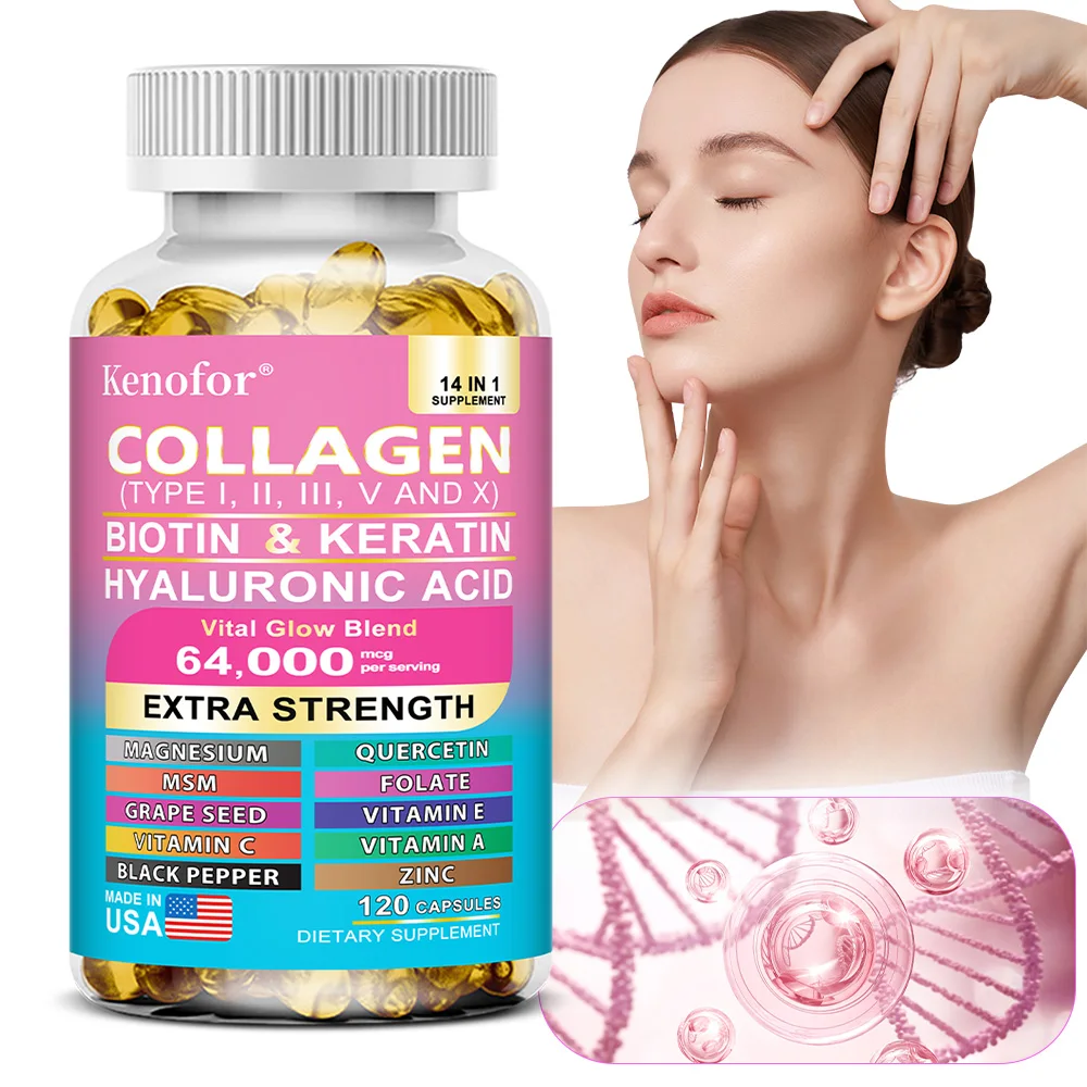 14-in-1 Collagen Capsules with Biotin & Keratin for Skin, Hair, Nails