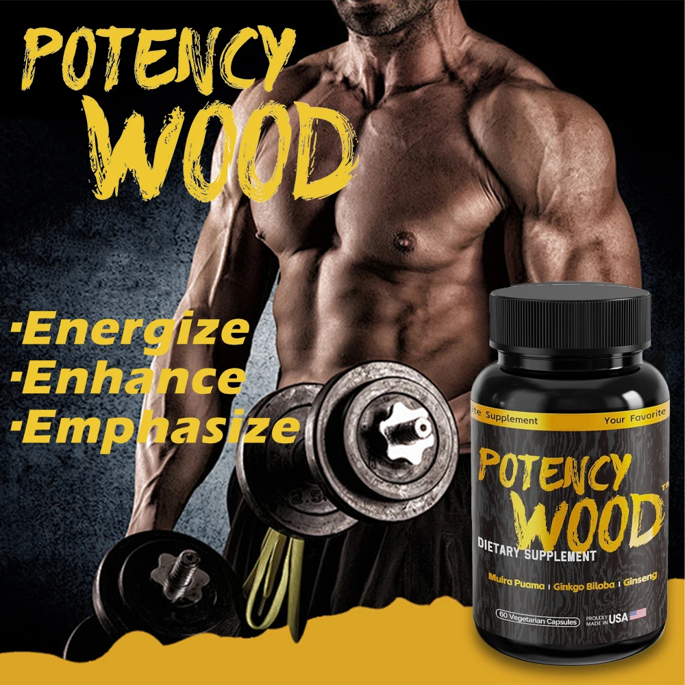 Potency Wood Herbal Supplement with Ginseng & Ashwagandha (60 Caps)