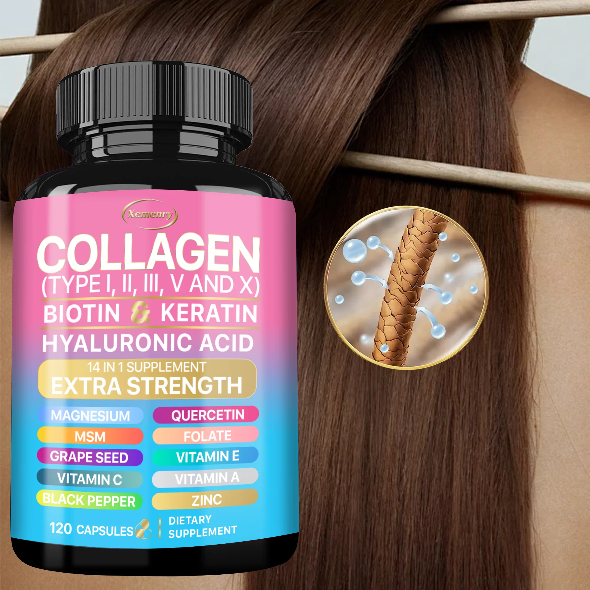 Collagen Supplement - Maintains Overall Well-being,Supports Skin Care, Nails, Hair, Antioxidants and The Immune System