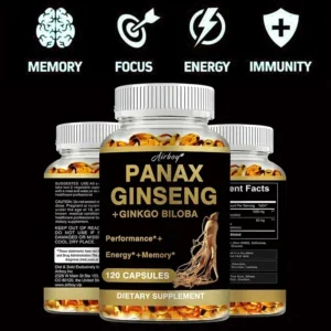 Panax Ginseng + Ginkgo Biloba - Supports Energy, Strength, Improves Memory and Mental Performance, Improves Overall Well-beingSu
