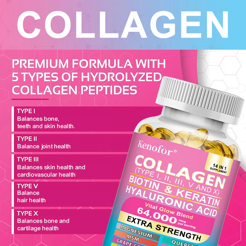 14-in-1 Collagen Capsules with Biotin & Keratin for Skin, Hair, Nails - Image 4